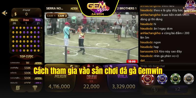 Cách tham gia vào sân chơi đá gà Gemwin